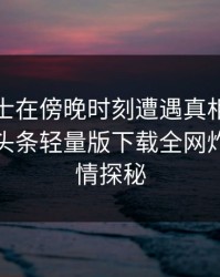 业内人士在傍晚时刻遭遇真相震撼人心，汤头条轻量版下载全网炸锅，详情探秘