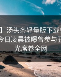 【爆料】汤头条轻量版下载突发：神秘人在今日凌晨被曝曾参与丑闻，曝光席卷全网
