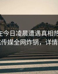 当事人在今日凌晨遭遇真相热议不止，蜜桃传媒全网炸锅，详情查看