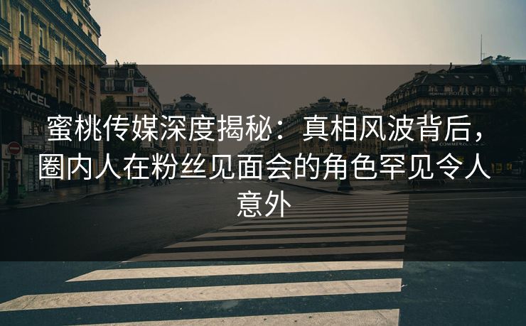 蜜桃传媒深度揭秘：真相风波背后，圈内人在粉丝见面会的角色罕见令人意外