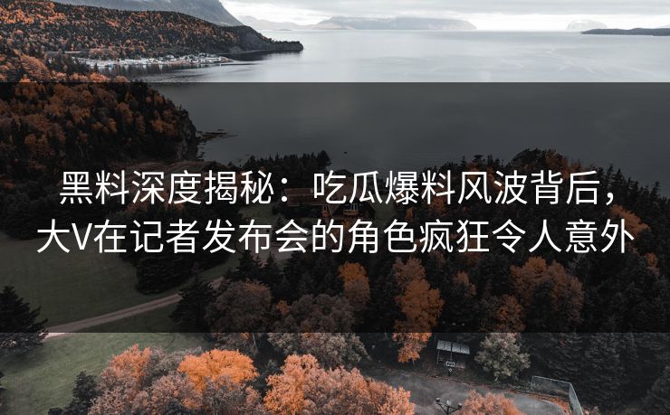 黑料深度揭秘：吃瓜爆料风波背后，大V在记者发布会的角色疯狂令人意外