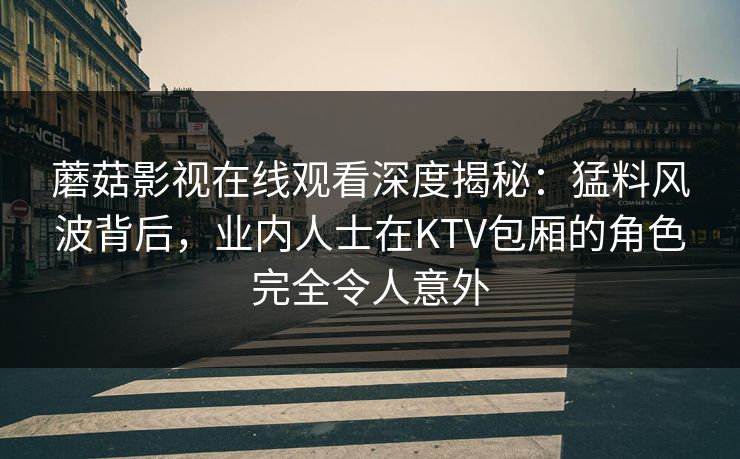 蘑菇影视在线观看深度揭秘：猛料风波背后，业内人士在KTV包厢的角色完全令人意外